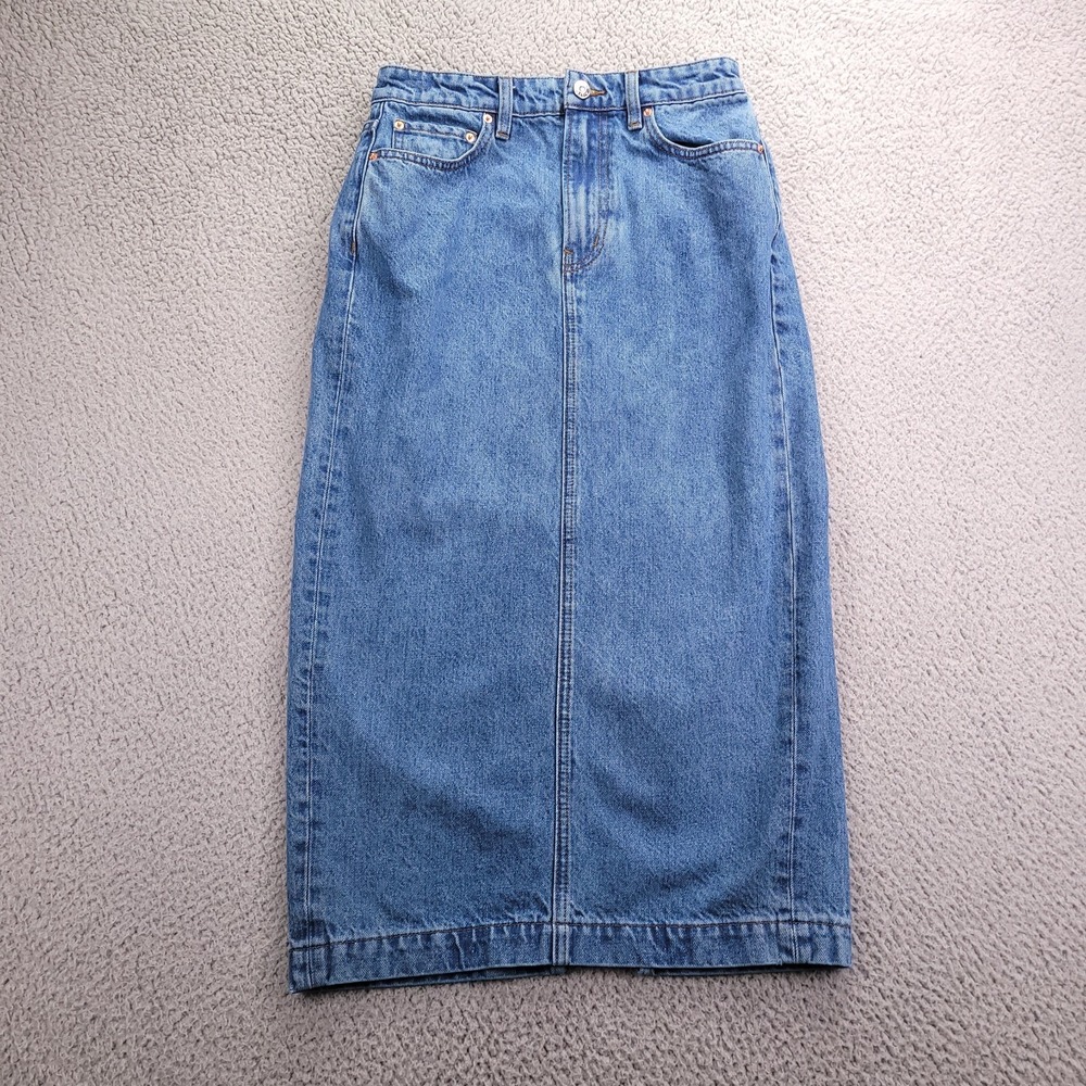 GRLFRND Skirt Size 27 Maxi Pencil Back Slit Medium Wash 100% Cotton Denim